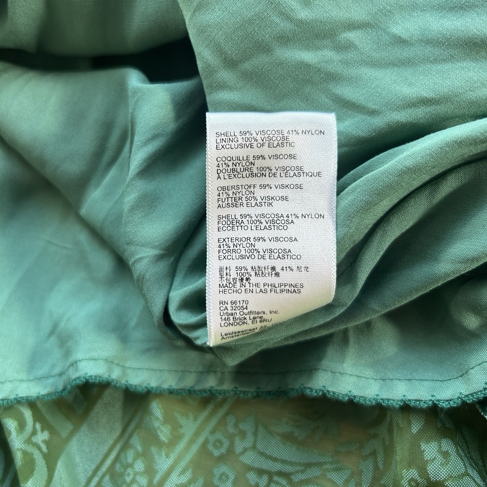 Anthropologie Size 10 Green Puff-Sleeved Burnout Velvet Maxi Dress Gala - Picture 8 of 14